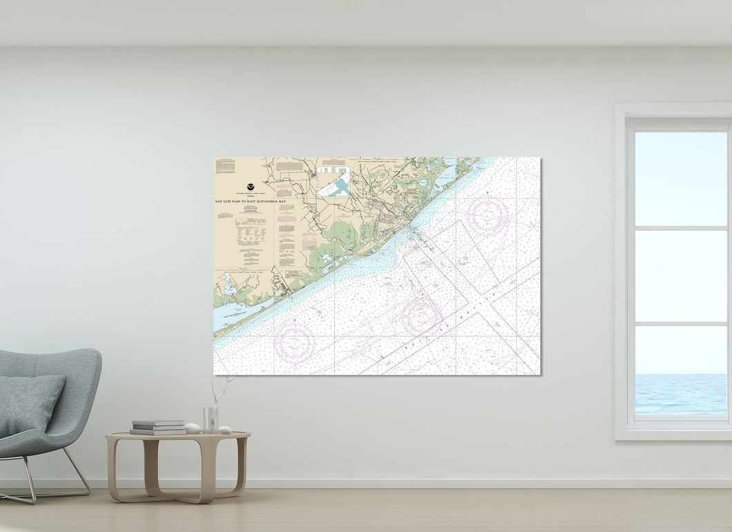 Freeport, Surfside Beach, Quintana, Clute, Churchill, Oyster Creek, Texas - Nautical Map / Chart - Printed on Canvas, Acrylic, or Metal