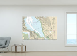 San Mateo, Redwood City, Hayward, San Leandro, San Lorenzo, California - Nautical Map / Chart - Wall Decor - Printed Canvas, Acrylic, Metal