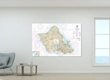 Load image into Gallery viewer, Oahu, Waipahu, Kailua, Kahuku, Waialua, Kapolei, Mililani Mauka, Hawai&#39;i - Nautical Map/Chart - Wall Decor - Printed Canvas, Acrylic, Metal
