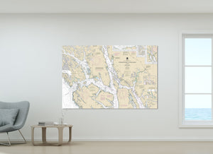 Juneau, Douglas, Cross Sound, Lynn Canal, Chatham Straight, Stephens Passage, Alaska - Nautical Map / Chart - Printed Canvas, Acrylic, Metal