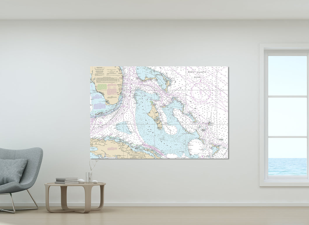 Nassau, Freeport, Andros City, Exuma, Eleithera, Deadman Cay, Bahamas - Nautical Map/Chart - Wall Decor - Printed Canvas, Acrylic, or Metal