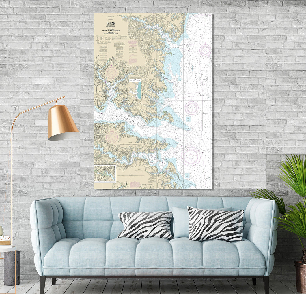 Reedville, Kilmarnock, White Stone, Deltaville, Irvington, Virginia - Nautical Map / Chart - Wall Decor - Printed Canvas, Acrylic, or Metal