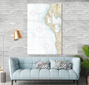 Fort Bragg, Eureka, Ferndale, Garberville, Whitethorn, California - Nautical Map / Chart - Wall Decor - Printed Canvas, Acrylic, Metal