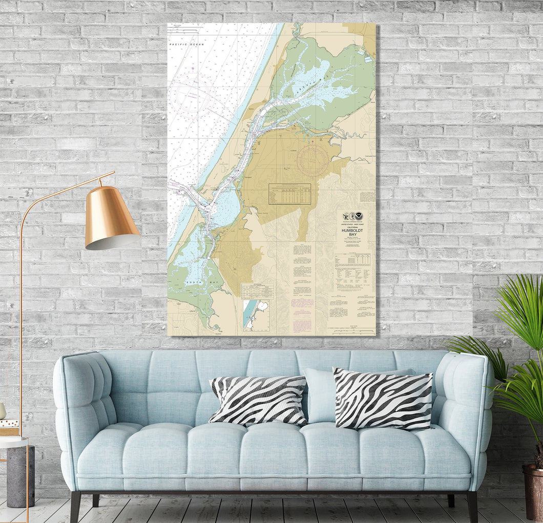 Eureka, Arcata, Samoa, Loleta, Humboldt Bay, Arcata Bay, California - Nautical Map / Chart - Wall Decor - Printed Canvas, Acrylic, or Metal