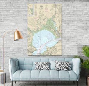 San Pablo Bay, Napa, Sonoma, Vallejo, Novato, Rodeo, Pinole, California - Nautical Map / Chart - Wall Decor - Printed Canvas, Acrylic, Metal