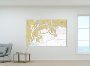 Los Angeles & Long Beach Harbors, Wilmington, San Pedro, California - Nautical Map / Chart - Wall Decor - Printed Canvas, Acrylic, or Metal